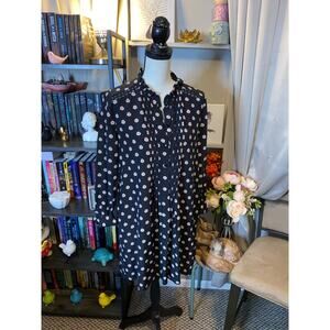 Kate Spade 100% Silk S EUC Black Pink Flowers Classic Mini Dress Cuff Sleeve